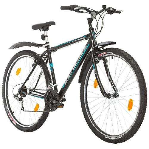 Mountain Bike : Multibrand, PROBIKE PRO 29, 29 inch, 483mm, Mountain bike, Unisex, 21 speed Shimano, White Grey-Red (Black / Grey-Blue (Mudguard))