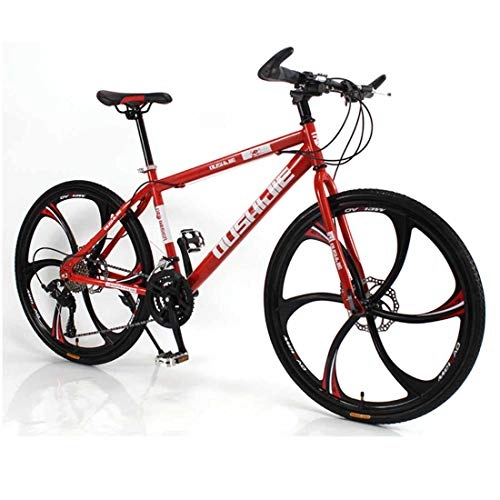 Mountain Bike : MUYU 26 Inches Mountain Bike Outdoor Sports Bike Double Disc Brake Aluminum Alloy Wheel Road Bike, Red, 24speeds