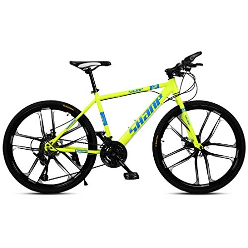 Mountain Bike : MUYU Bikes 21-Speed (24-Speed, 27-Speed, 30-Speed) Road Bike Wheels Road Bicycle Dual Disc Brake Bicycles, Yellow, 21speed
