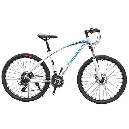 Mountain Bike : MUYU Carbon steel Frame Mountain Bike 26-Inch Wheels with Disc Brakes 21-Speed, Blue