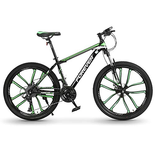 Mountain Bike : MYRCLMY 24 Inch Mountain Bike Aluminum MTB Bicycle for Men Urban Commuter City Bicycle 24 / 27 / 30-Speed Mountain Bike Bicycle Adult Student Outdoors, Green, 24 speed