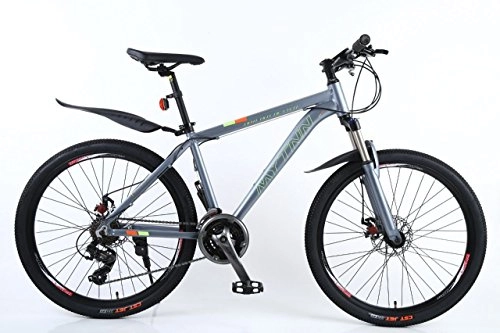 Mountain Bike : MYTNN Mountain Bike 26Inch Alloy Frame 21Speed Suspension Forks Lockout, Bike with Disc Brakes, Shimano with Free Mudguards, grey, 26