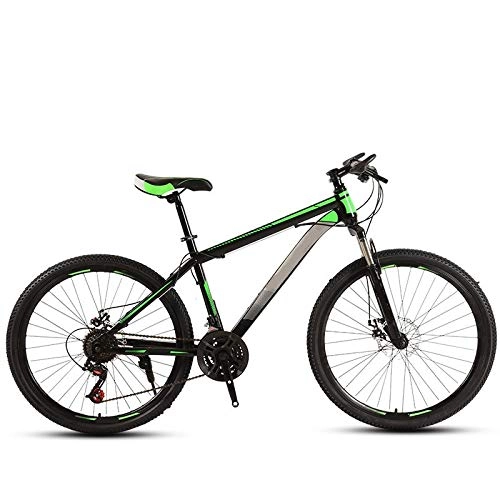 Mountain Bike : ndegdgswg 24 / 26 Inch Black Green Mountain Bike, Single Shock Absorber Adult Off Road Variable Speed Road Sports Car Youth Student Bike 26inches 24speed