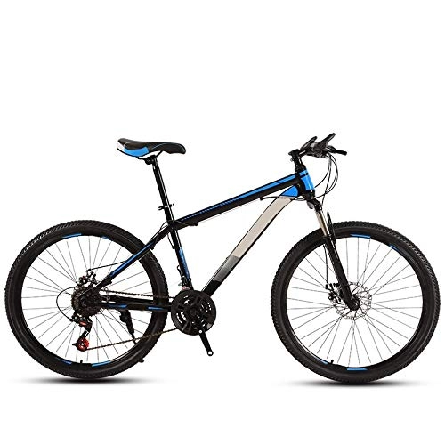 Mountain Bike : ndegdgswg 24 / 26 Inch Double shock Black blue Mountain Bike, Adult Off Road Variable Speed Road Sports Car Youth Student Bike 24inches 21speed