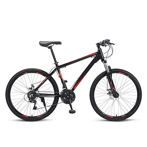Mountain Bike : ndegdgswg Mountain Bike, 27.5 Inch 24 Speed Bicycle Transmission Male Off Road Lightweight Aluminum Alloy Double Shock Absorber 26inches 24-speedblackandredaluminumframe