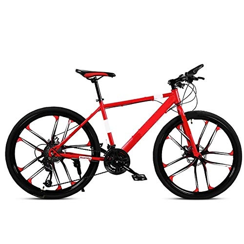 Mountain Bike : ndegdgswg Mountain Bike Bicycle, 26 Inch 27 / 30 Speed Dual Disc Brakes One Wheel Off Road Variable Speed Student Bicycle 27speed 10knifewheel(red)