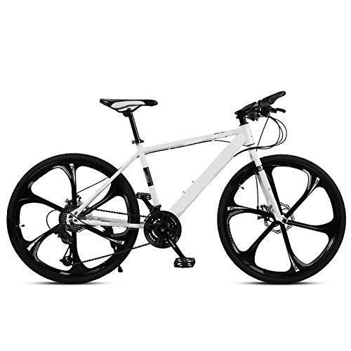Mountain Bike : ndegdgswg Mountain Bike Bicycle, 26 Inch Double Disc Brake Off Road Student Variable Speed Bicycle 21speed 6knifewheel(white)