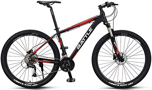Mountain Bike : NENGGE 27.5 inch Mountain Bikes, Adult Men Hardtail Mountain Bikes, Dual Disc Brake Aluminum Frame Mountain Bicycle, Adjustable Seat, Red, 30 Speed Suitable for Men and Women, Cycling and Hiking