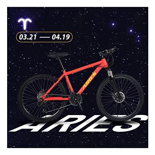 Mountain Bike : NENGGE 27 Speed 26 Inch Mountain Bike Magnesium Alloy and High Carbon Steel with Constellations Seat, Front Suspension Disc Brake Outdoor Bikes for Men Women, Aries