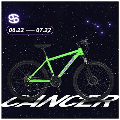 Mountain Bike : NENGGE 27 Speed 26 Inch Mountain Bike Magnesium Alloy and High Carbon Steel with Constellations Seat, Front Suspension Disc Brake Outdoor Bikes for Men Women, Cancer