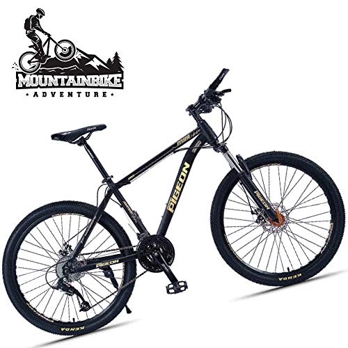 Mountain Bike : NENGGE Mountain Bicycle 26-Inch Wheels for Adults Men Women with Front Suspension, High-Carbon Steel Hardtail Mountain Trail Bike, All Terrain Anti-Slip Mountain Bikes, Black Gold, 24 Speed