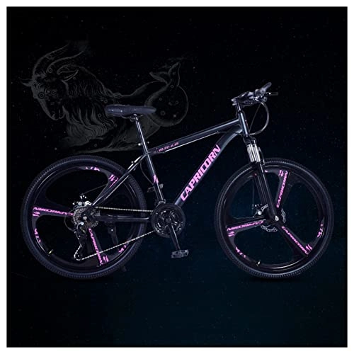 Mountain Bike : NENGGE Mountain Bike 26 Inch Wheels, 27 Speed High Carbon Steel Frame Trail Bicycle with Suspension Multiple Colors Double Disc Brake, Lightweight, 12 Constellations for Men Women Adult, Capricorn