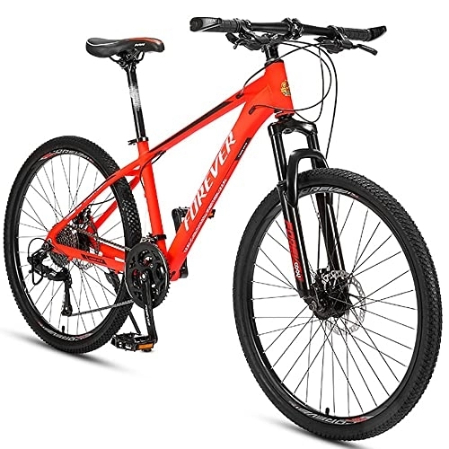 Mountain Bike : New 26-inch Mountain Bike, 27 Speed Mountain Bicycle with Aluminium Frame and Double Disc Brake, Front Suspension Anti-Slip Shock-Absorbing Men and Women's Outdoor Cycling Road Bike