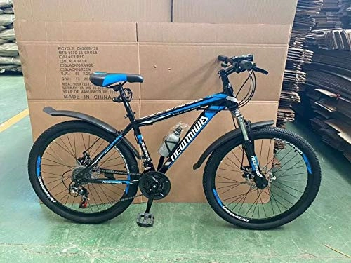 Mountain Bike : Newmiwa 26" Wheel Mountain Bike for Adults, Front and Rear Disc Brakes, Front Suspension, 21 Speed, Blue Color