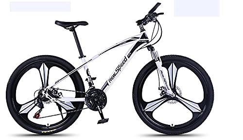 Mountain Bike : NewSpeed Adult Mountain Bike, 26-Inch Wheels, Mens, Womens Steel Frame, Shimano 21 Speed, Disc Brakes (White)