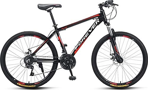 Mountain Bike : No Branded Forever Adult MTB Mountain Bike, Hardtail Bicycle with Adjustable Seat, YE880, 26 inch, 24 Speed, Steel Frame, Black-Red