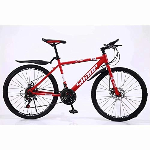 Mountain Bike : NOVOKART Country Mountain Bike 24 Inches, Aadolescents MTB, Hardtail Bicycle with Adjustable Seat, Suitable for Children and Student, Red, Spoke Wheel, 24-stage shift
