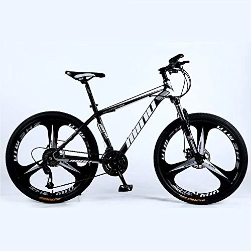 Mountain Bike : NOVOKART Country Mountain Bike 26 Inch, Adult MTB, Hardtail Bicycle with Adjustable Seat, Thickened Carbon Steel Frame, Black, 3 Cutters Wheel, 27-stage shift
