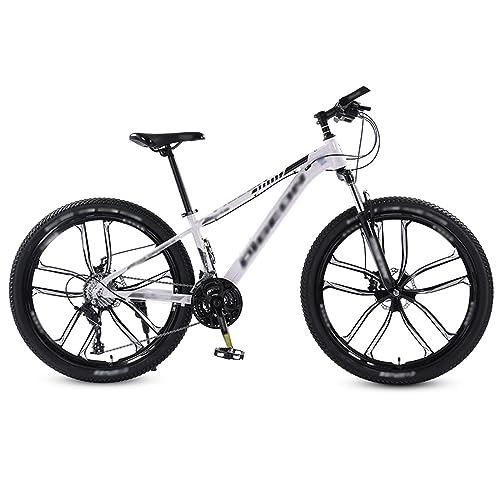Mountain Bike : NYASAA Mountain Bike, 26-wheel Mountain Bike, High Carbon Steel Frame Anti-slip Wear-resistant Tires, Suitable for Going Out, Sports (white 26)