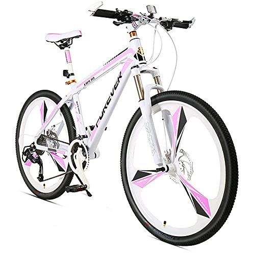 Mountain Bike : NZKW Women Hardtail Mountain Bike 26 Inch 24 Speed, Anti-Slip Adult Girls Mountain Bicycle with Front Suspension & Mechanical Disc Brakes, High Carbon Steel & Adjustable Seat, Pink, 3 Spoke