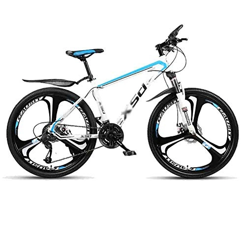 Mountain Bike : Off-road Bike MTB Bicycle Road Bicycles Adult Teens City Shock Absorber Bikes Mountain Bike Adjustable Speed For Men And Women Double Disc Brake (Color : White-24in, Size : 21 speed)