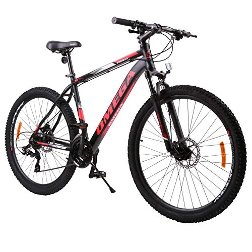 Mountain Bike : OMEGA BIKES Unisex - Adult Thomas, Bicycles, Street, MTB Bike, Black / RED, 27.5