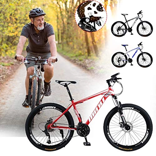 Mountain Bike : OPALLEY 26 Inch Men's Mountain Bikes, High-carbon Steel Hardtail Mountain Bike, Mountain Bicycle with Front Suspension Adjustable Seat, 21 Speed, 40 Spoke (Black)