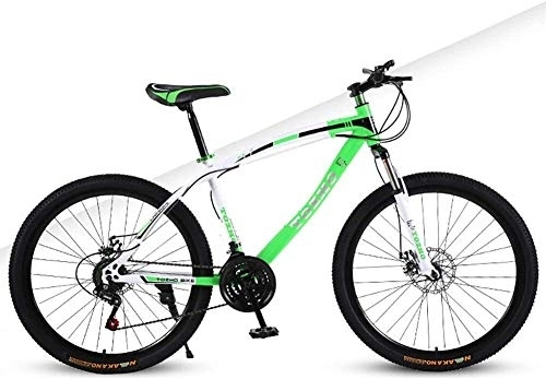 Mountain Bike : Outdoor Cross-Country Shock Absorber Boy / Girl 24'' Mountain Bike, High Carbon Steel 21 Variable Speed Bicycles, Mountain Bike Adult Men And Women Students (Color : Green A)
