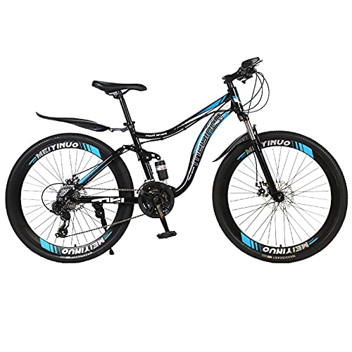 Mountain Bike : Outdoor Mountain Bike for Men and Women, 26 inch 40-Knife Spoke Wheels Carbon Steel Frame City MTB Bikes, 21 Speed Dual Disc Brake Mountain Bicycle