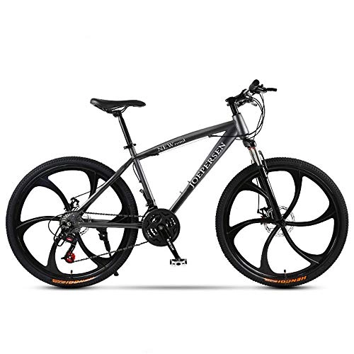 Mountain Bike : Outdoor mountain bike Unisex cross-country bicycle 30 shifting system 26-inch wheels Shock absorber front fork Front and rear disc brakes 7 colors to choose from@[6 cutter wheel] frosted ash_30 speed