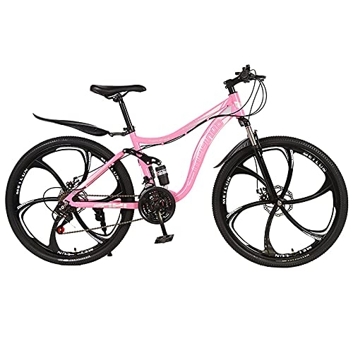 Mountain Bike : Outdoor MTB Mountain Bike, 26 inch 6 Knife Wheels 21 Speed Mountain Bicycle for Men and Women, Dual Disc Brake Carbon Steel Frame City Bikes