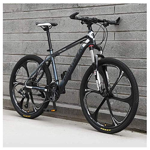 Mountain Bike : Outdoor sports 21 Speed Mountain Bike 26 Inches 6-Spoke Wheel Front Suspension Dual Disc Brake MTB Bicycle, Gray