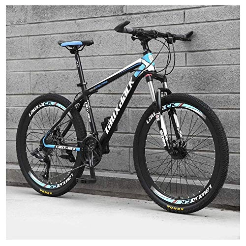Mountain Bike : Outdoor sports 26 Inch Mountain Bike, High-Carbon Steel Frame, Double Disc Brake And Suspensions, 27 Speeds, Unisex, Black