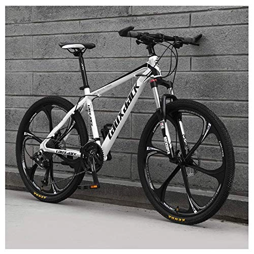 Mountain Bike : Outdoor sports 27-Speed Mountain Bike Front Suspension Mountain Bike with Dual Disc Brakes Aluminum Frame 26", White