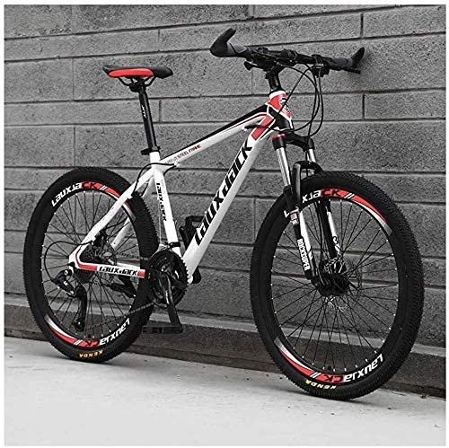 Mountain Bike : Outdoor sports Mountain Bike 24 Speed 26 Inch Double Disc Brake Front Suspension HighCarbon Steel Bikes, White