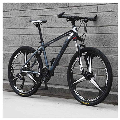 Mountain Bike : Outdoor sports Mountain Bike 26 Inches, 3 Spoke Wheels with Dual Disc Brakes, Front Suspension Folding Bike 27 Speed MTB Bicycle, Gray