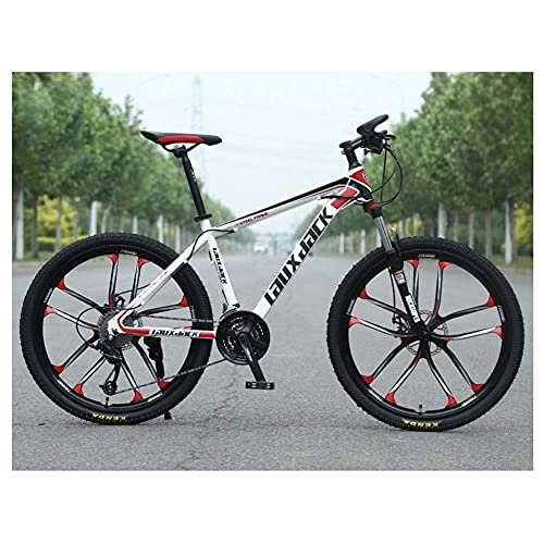 Mountain Bike : Outdoor sports Mountain Bike, High Carbon Steel Front Suspension Frame Mountain Bike, 27 Speed Gears Outroad Bike with Dual Disc Brakes, Red