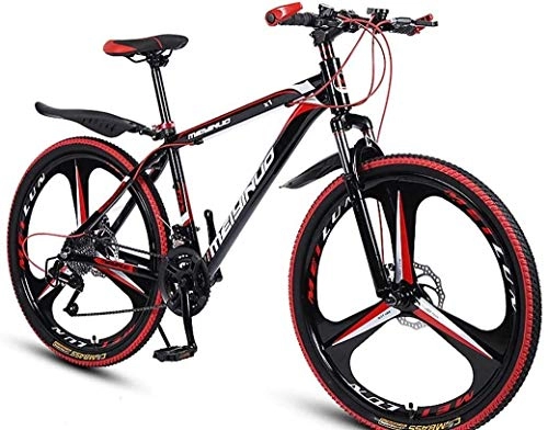 Mountain Bike : PARTAS Senior Rider-Wheel Front Suspension Mens Bicycle, 26In 21-Speed Mountain Bike for Adult, Lightweight Aluminum Alloy Full Frame, Disc Brake, (Color : Black 2), Colour:Red 3 (Color : Black 3)