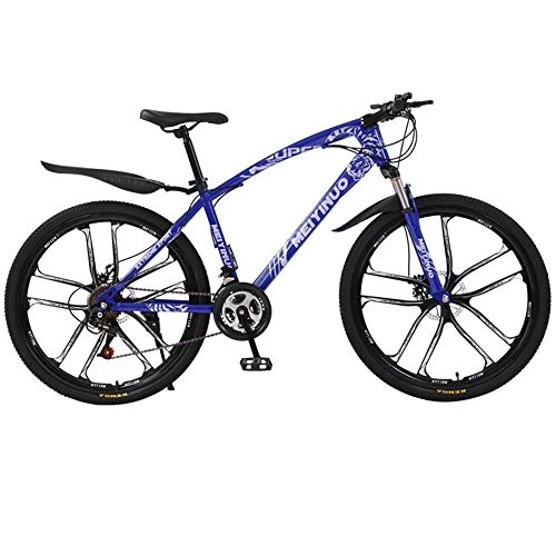 Mountain Bike : PARTAS Travel Convenience Commute - 26" Travel Convenience Commute - Bicycle Cycle Cycling ATV Transmission Damping Double Disc Suitable for Student Men Riding Bicycles Outing, Blue, 21