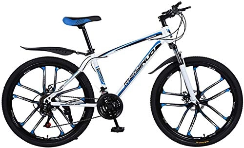 Mountain Bike : PARTAS Travel Convenience Commute - Bike Suspension Bike 26-Inch High-Carbon Steel Disc Speed Mountain Bike, Suitable for Advanced Riders and Beginners (Color : Blue white, Size : 24 speed)