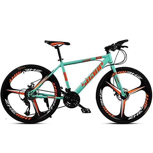 Mountain Bike : PBTRM 26 Inch Mountain Bike 30 Speed Road Bike, Double Disc Brakes, Thickened Carbon Steel Frame, Sealed Bottom Shaft, Green