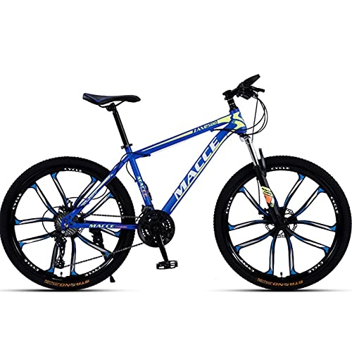 Mountain Bike : PBTRM 26 Inch Mountain Bike 30 Speeds MTB Bicycle, Suspension Fork, Carbon Steel Frame, Double Disc Brake, for Adults And Teenagers, Blue