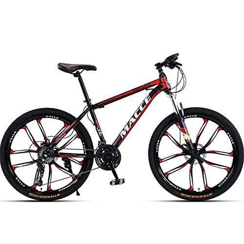 Mountain Bike : PBTRM 26 Inch Mountain Bike 30 Speeds MTB Bicycle, Suspension Fork, Carbon Steel Frame, Double Disc Brake, for Adults And Teenagers, Red