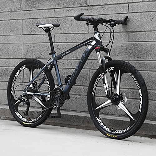 Mountain Bike : PBTRM 26 Inches Wheels Outroad Bikes, Steel Frame Double Disc Brake Mountain Bicycles, 21-30 Speed MTB Bicycle with Suspension Fork, Full Suspension Road Bike, Adult Men Women, Black, 21 speed