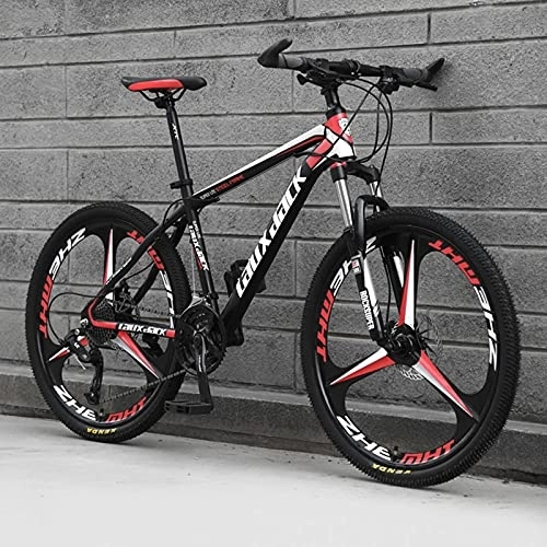 Mountain Bike : PBTRM 26 Inches Wheels Outroad Bikes, Steel Frame Double Disc Brake Mountain Bicycles, 21-30 Speed MTB Bicycle with Suspension Fork, Full Suspension Road Bike, Adult Men Women, Red, 30 speed