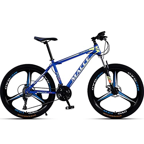 Mountain Bike : PBTRM 30 Speeds Mountain Bike 26 Inches Mens' Bike, 3-Spoke Wheel, Carbon Steel Frame, Front Suspension Fork, Double Disc Brake, for Adults And Teenagers, Blue