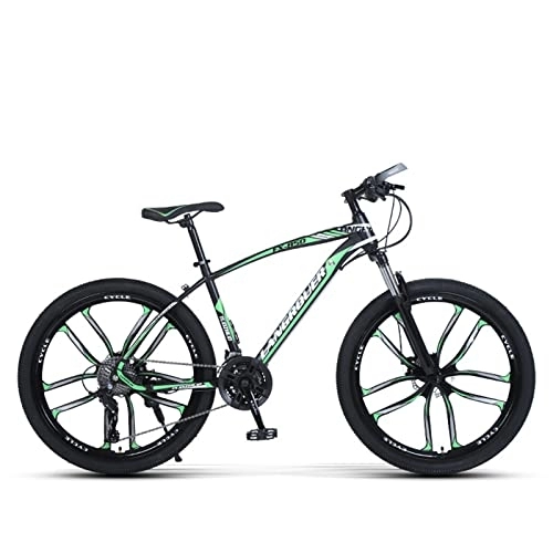 Mountain Bike : PBTRM Adult Mountain Bike 24 / 26 Inch Steel Frame, 21 / 24 / 27 Speed Gears Full Suspension MTB Bicycle 10 Spoke Magnesium Wheels, Road Bikes with Front Suspension Dual Disc Brakes, 26" B, 24 Speed