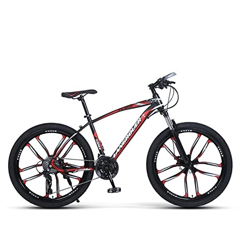 Mountain Bike : PBTRM Adult Mountain Bike 24 / 26 Inch Steel Frame, 21 / 24 / 27 Speed Gears Full Suspension MTB Bicycle 10 Spoke Magnesium Wheels, Road Bikes with Front Suspension Dual Disc Brakes, 26" D, 24 Speed