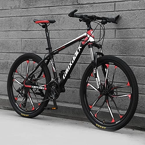 Mountain Bike : PBTRM High Carbon Steel Mountain Bike 26 Inches 21 / 24 / 27 / 30 Speed Suspension Fork Anti-Slip Bicycle, Derailleur System Mechanical Disc Brakes, for Men And Women, Multiple Colors, B, 30 speed