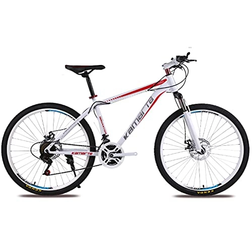 Mountain Bike : PBTRM Mens Mountain Bike 26 Inch Bicycles, 27-Speed Rear Deraileur, Carbon Steel Frame, Front And Rear Disc Brakes, Red